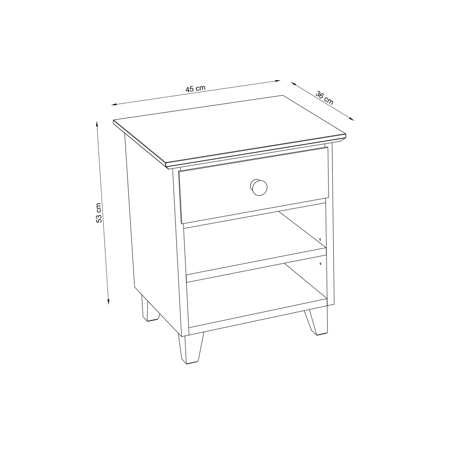 Wooden bedside table 1S N02 Scandi white / natural oak