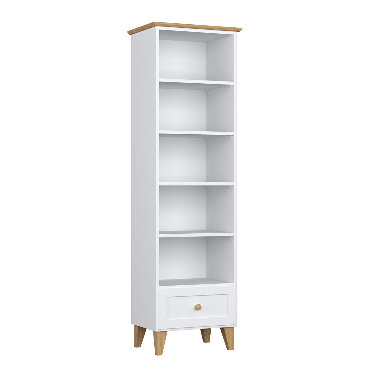 Wooden shelf 1S 57 Scandi white / oak