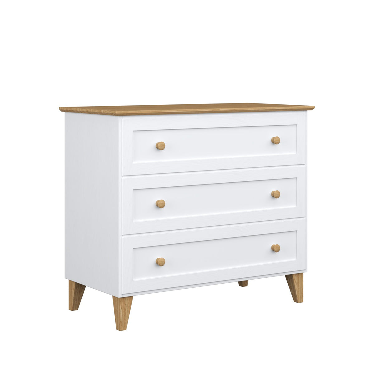 Wooden chest of drawers 3S 105 Scandi white / natural oak