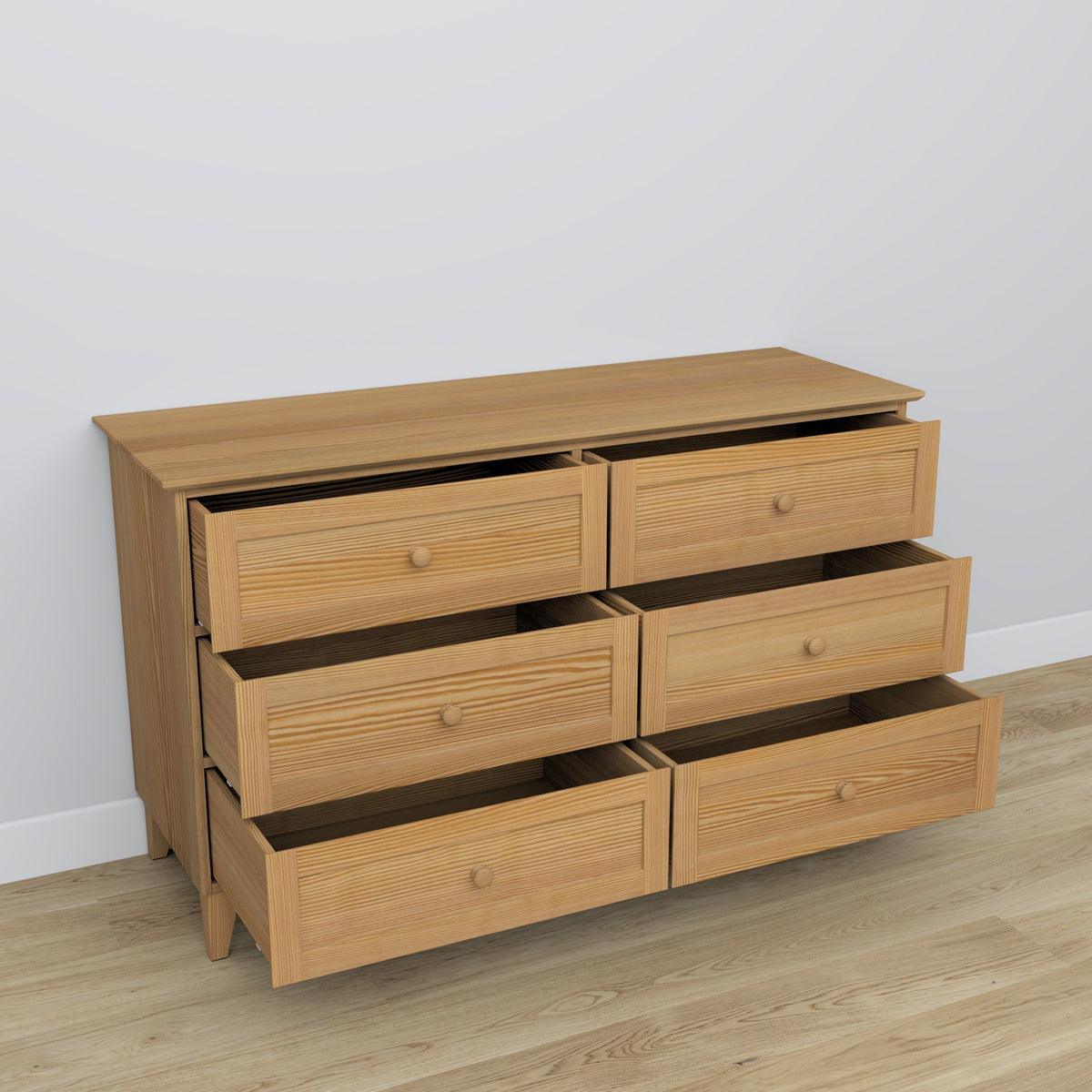 Pine chest of drawers 6S 154 Scandi natural pine
