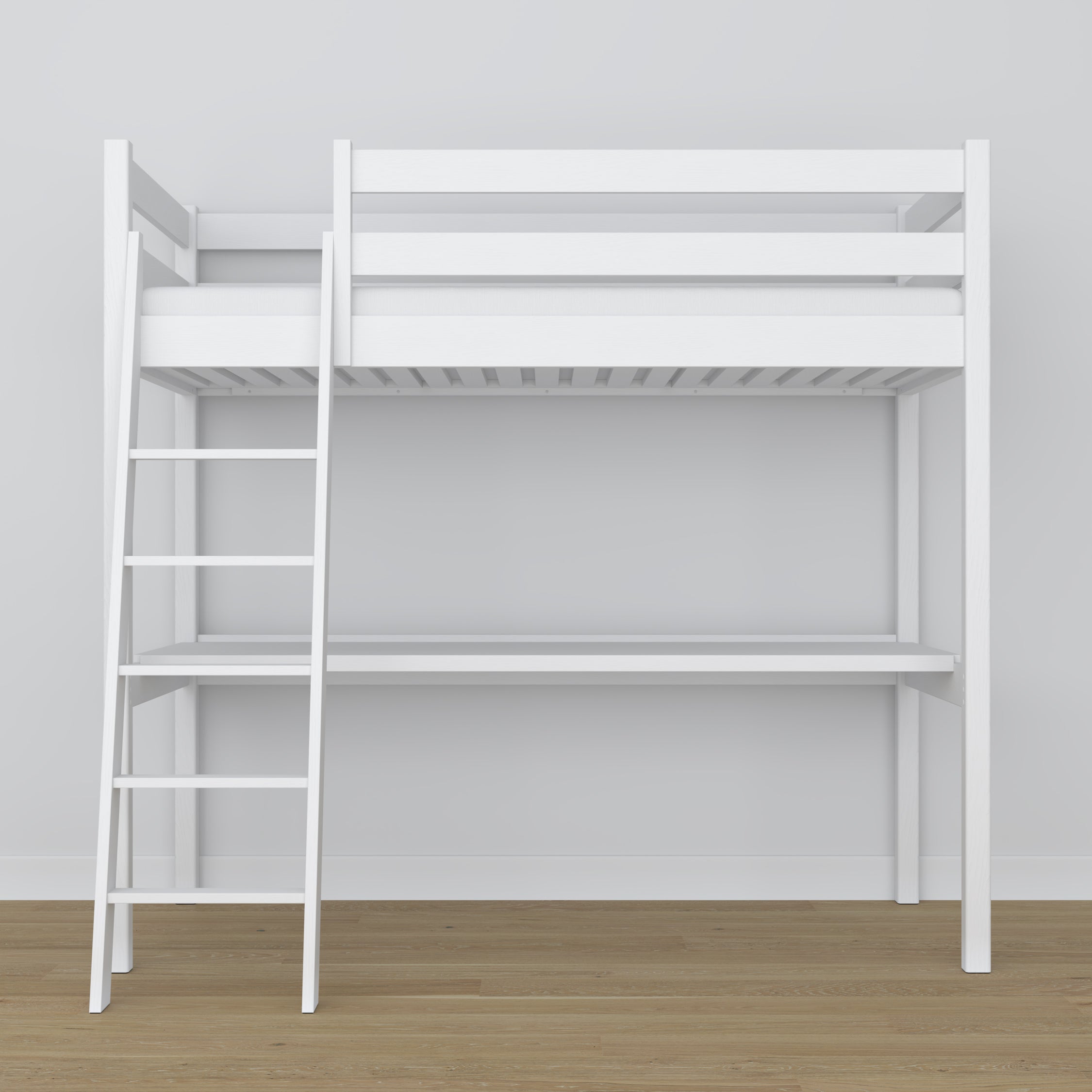 Łóżko na antresoli z biurkiem N03 biały – detal konstrukcji drewnianej