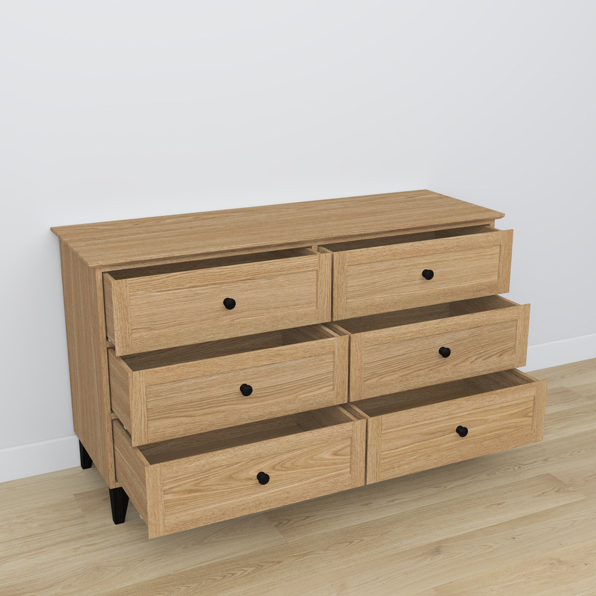 Oak chest of drawers 6S 154 Scandi oak natural / black