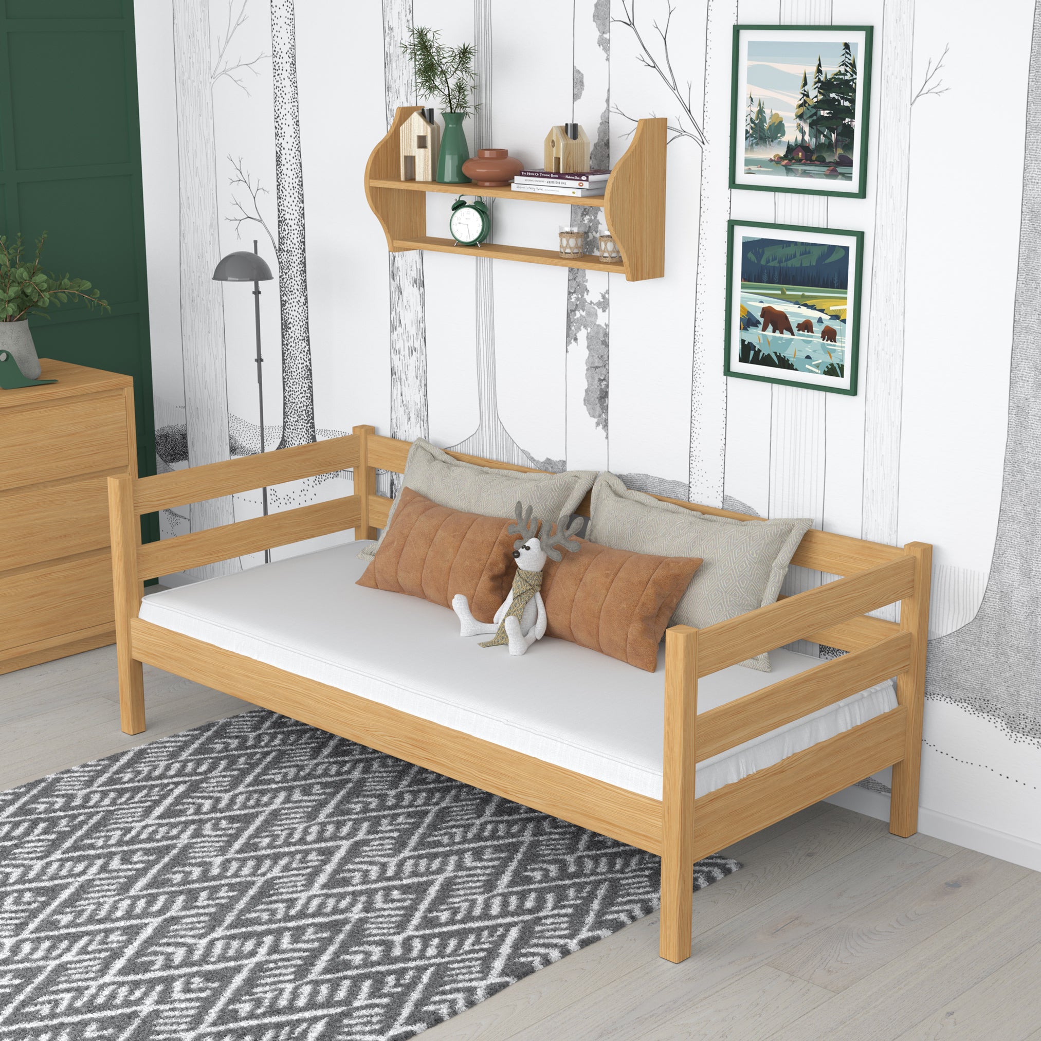 Łóżko sofa N01 sosna naturalna – dodatkowy widok, trwała jakość Nizio Home