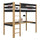Black and Oak Wooden Loft Bed with Desk – Children’s Room, Scandi Nizio