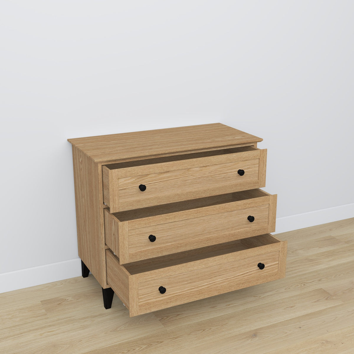 Oak chest of drawers 3S 105 Scandi oak natural / black