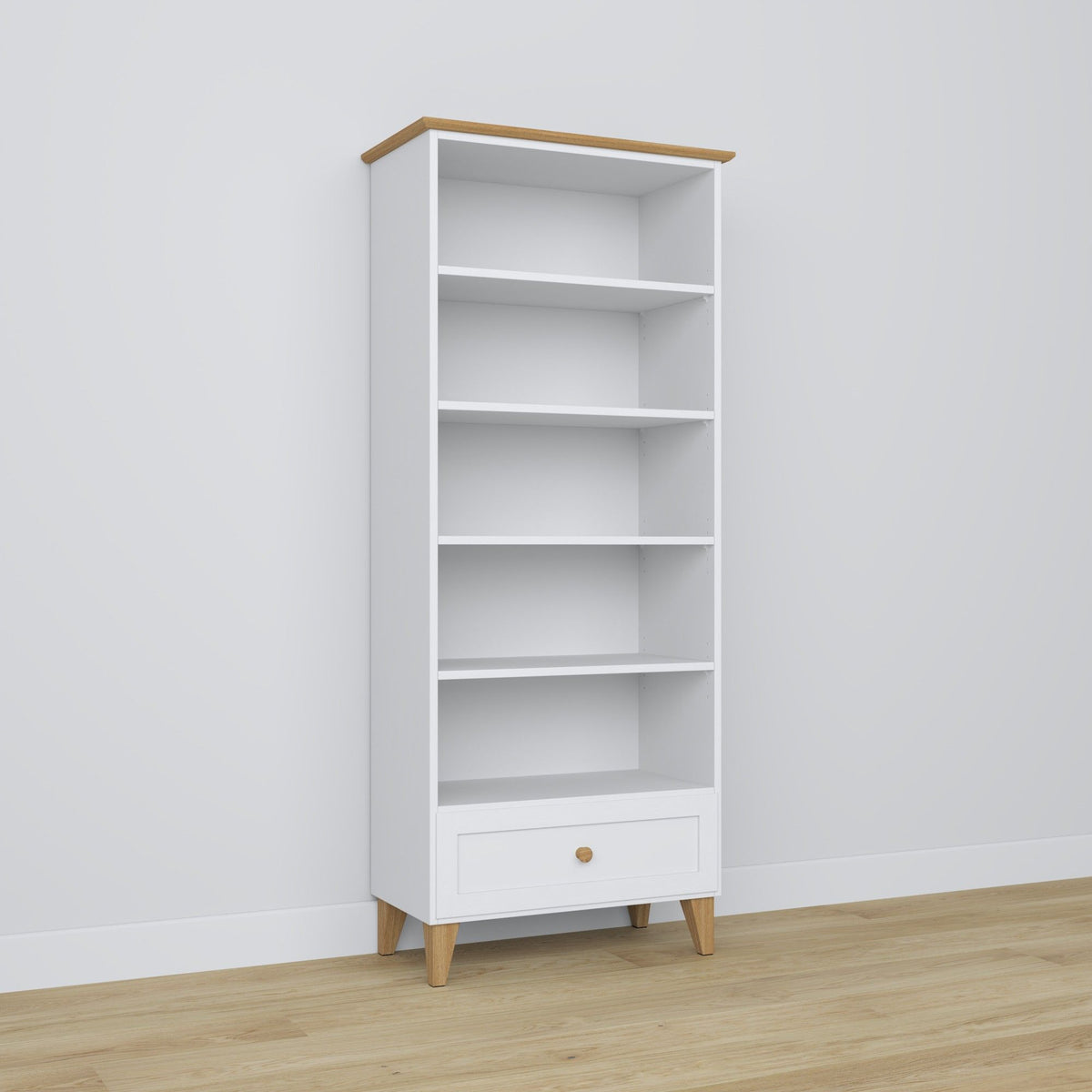 Wooden shelf 1S 80 Scandi white / oak
