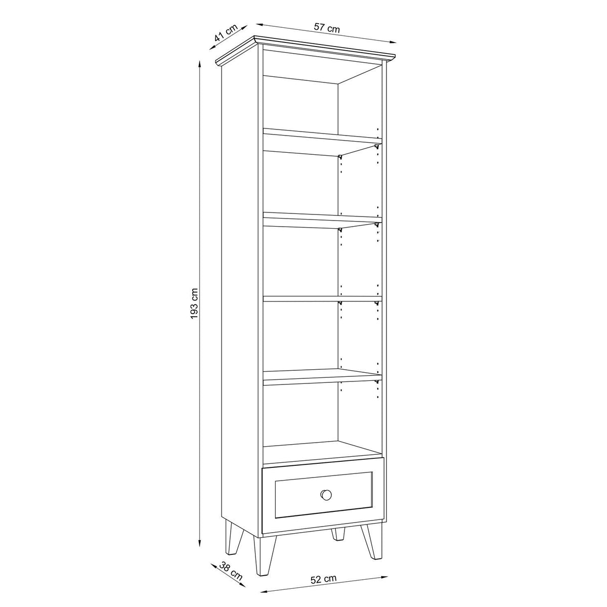 Oak shelf 1S 57 Scandi oak natural