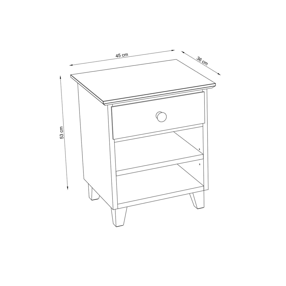 Wooden bedside table 1S N02 Scandi white / natural oak