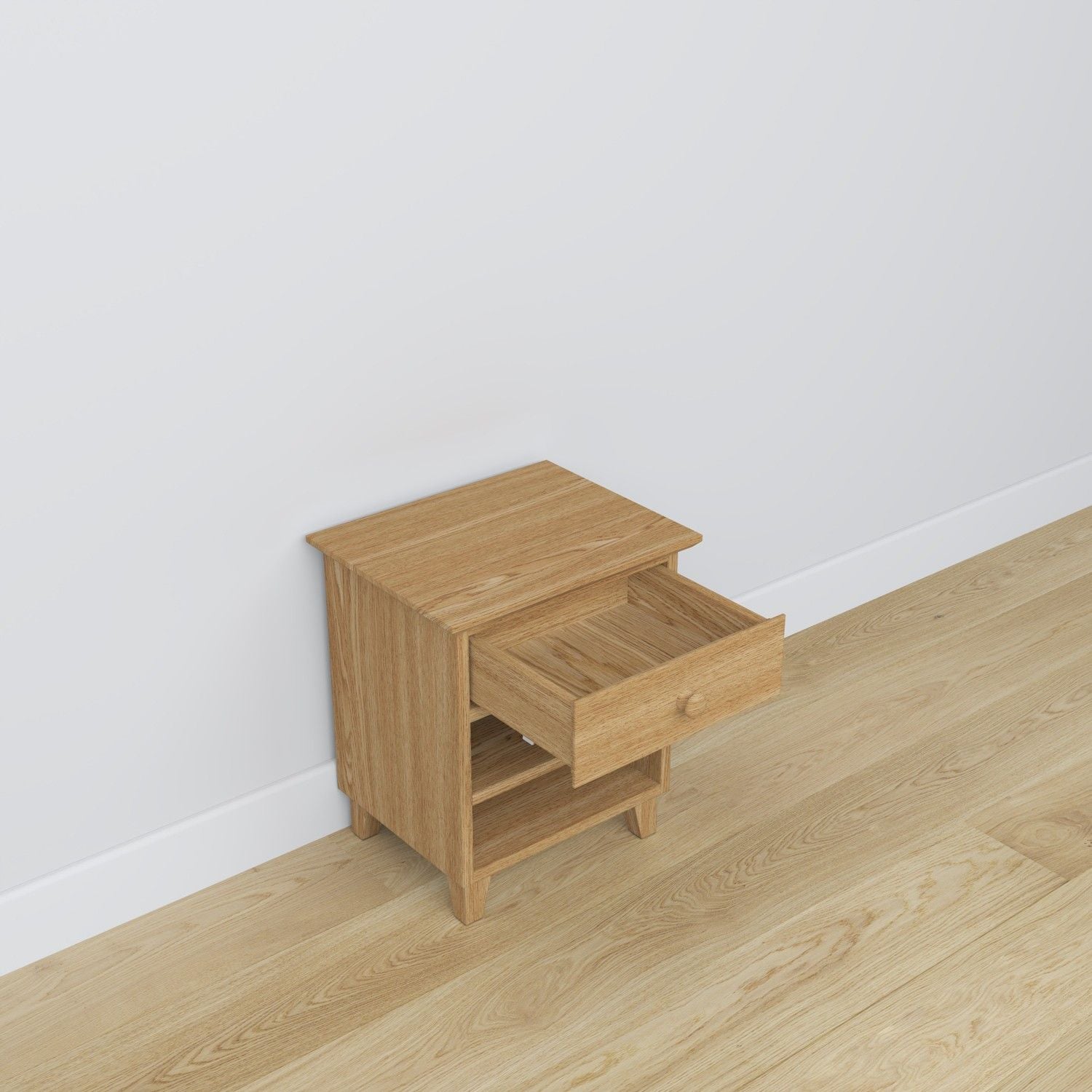Oak bedside table 1S N02 Scandi oak natural