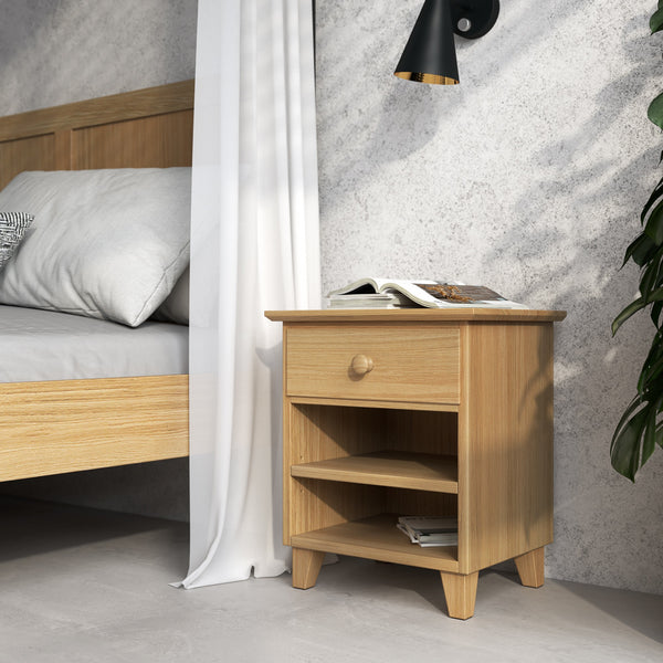 Oak bedside table 1S N02 Scandi oak natural