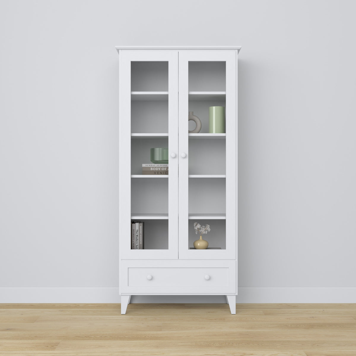 Wooden display cabinet 1S 90 Scandi white