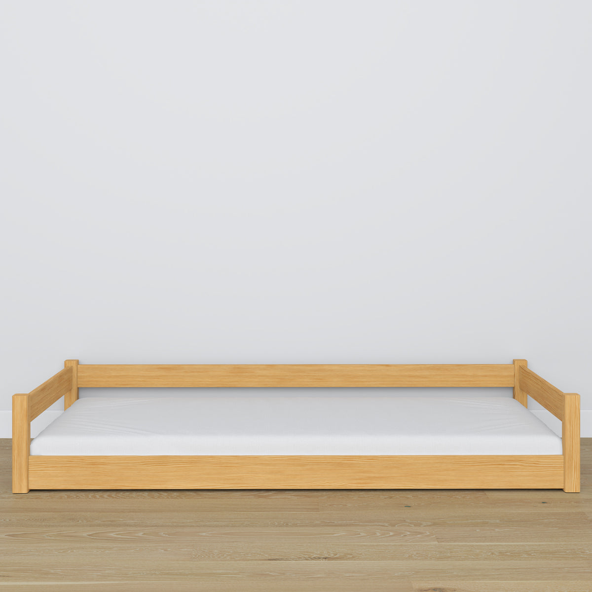 Wooden low bed N02 natural pine