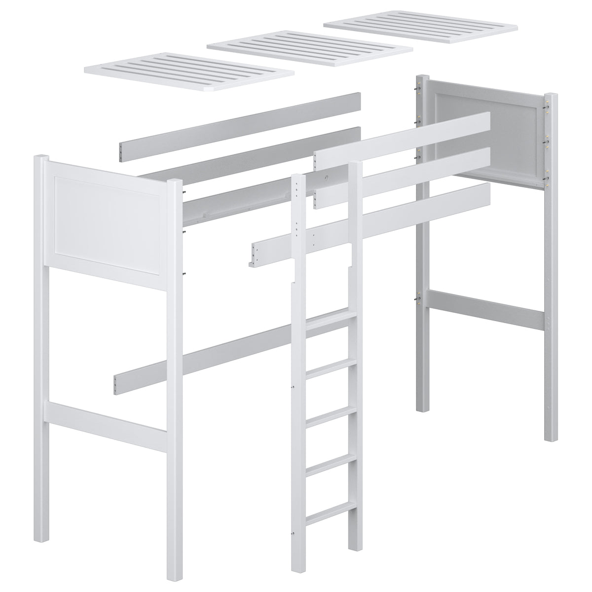 Łóżko na antresoli N06 sosna bezbarwna – widok ogólny z innej perspektywy