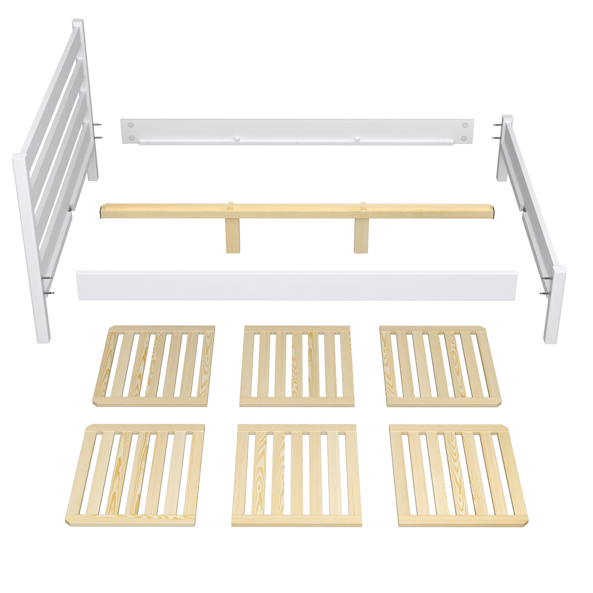 Double bed clear pine – wooden slatted frame, Nizio Home