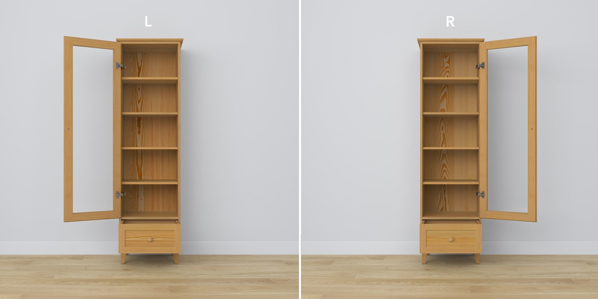 Pine display cabinet 1S 57 Scandi natural pine
