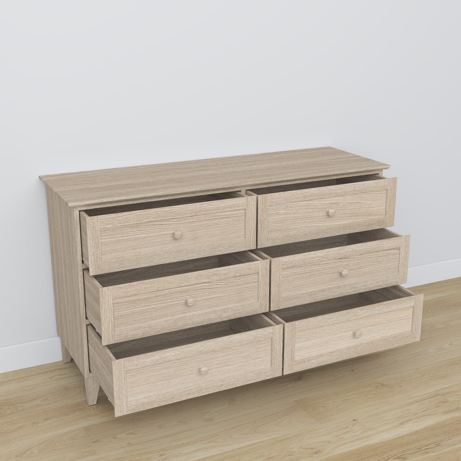 Oak chest of drawers 6S 154 Scandi oak bleached