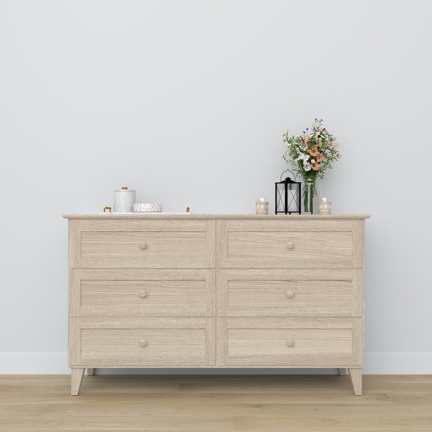 Oak chest of drawers 6S 154 Scandi oak bleached