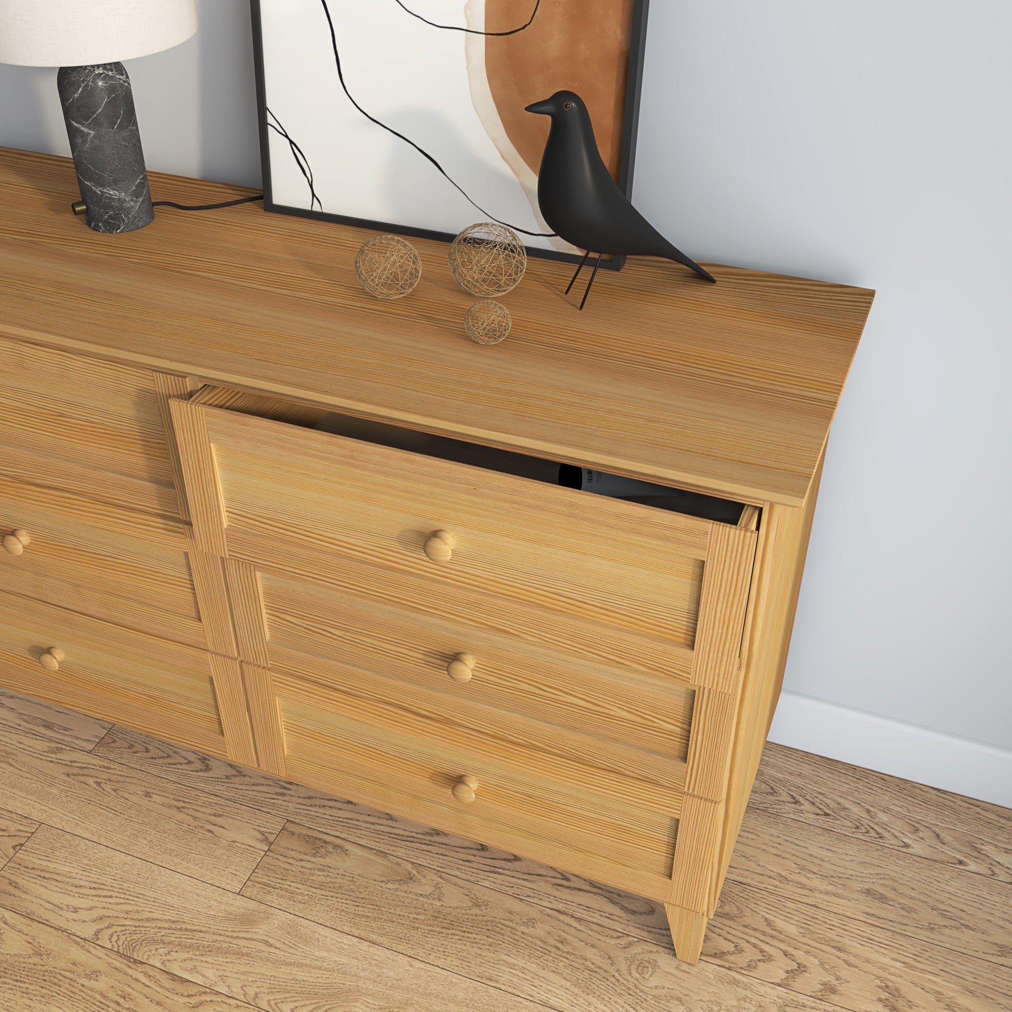 Pine chest of drawers 6S 154 Scandi natural pine