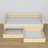 Sofa bed wooden clear pine – angled view, scandi