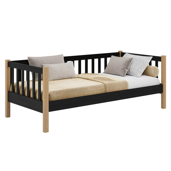 Sofa bed wooden black with oak – children’s room, Scandinavian style Nizio