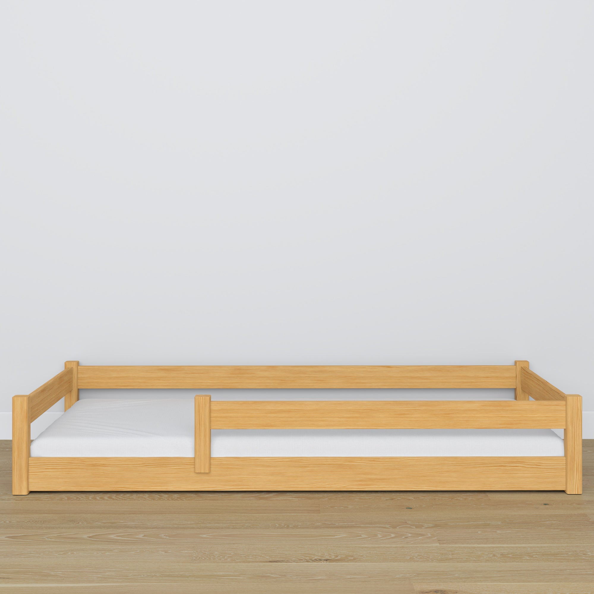 Wooden low bed N02 natural pine