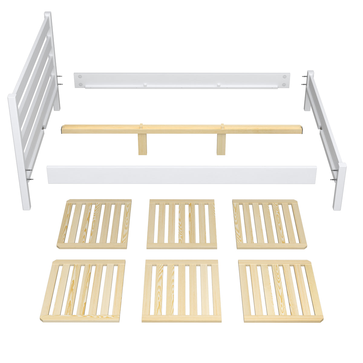 Double bed bleached oak – oak legs and base, close-up