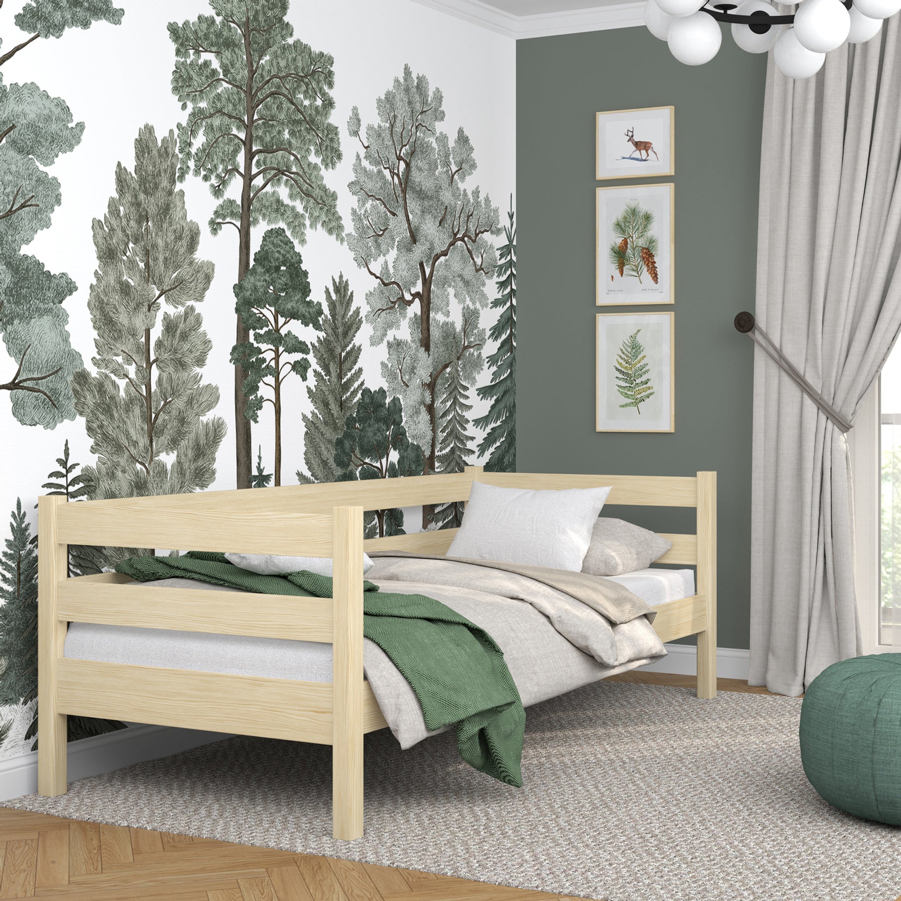 Łóżko sofa N01 sosna bezbarwna – dodatkowy widok, trwała jakość Nizio Home