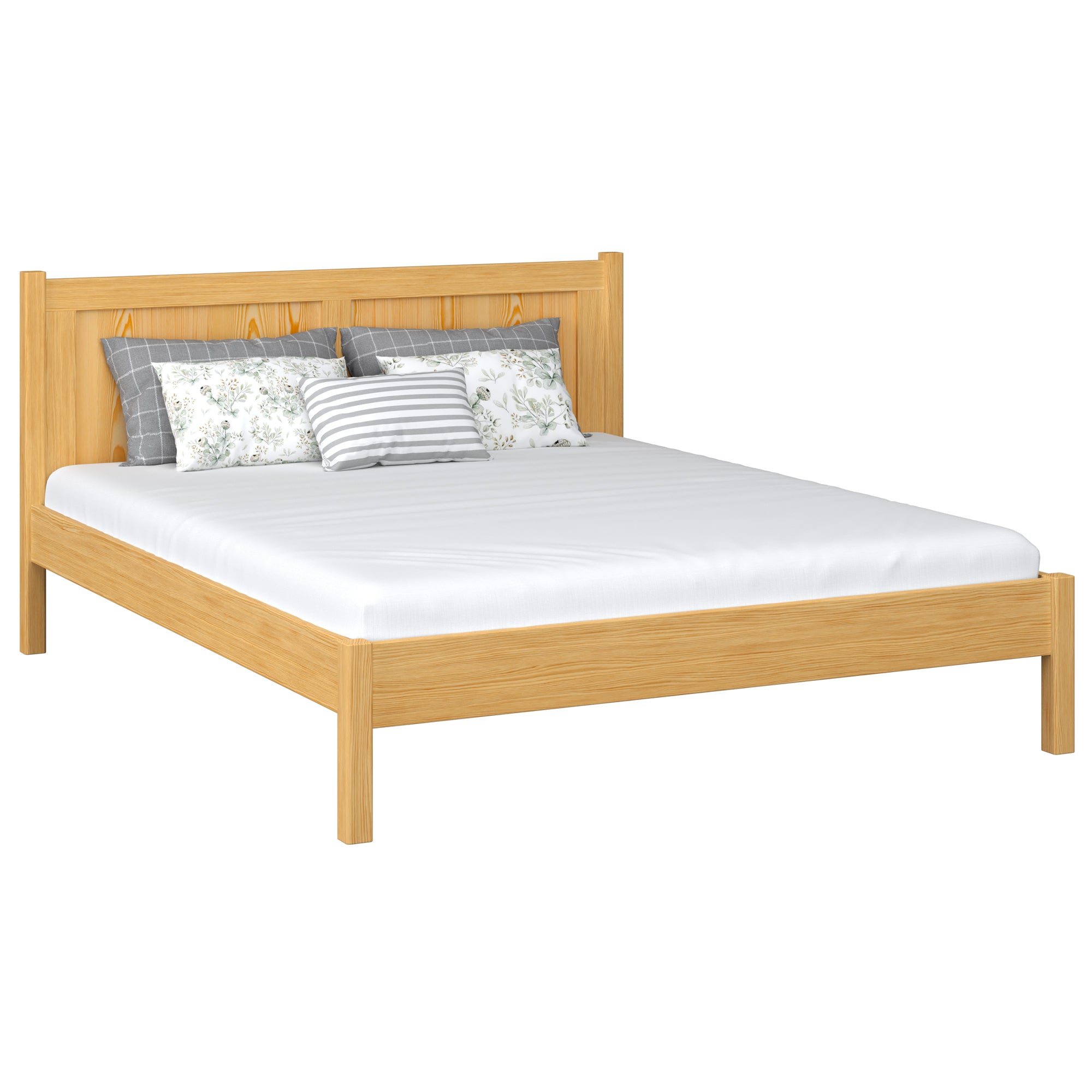 Pin natural cu pat dublu din lemn – dormitor, lemn masiv, stil scandinav