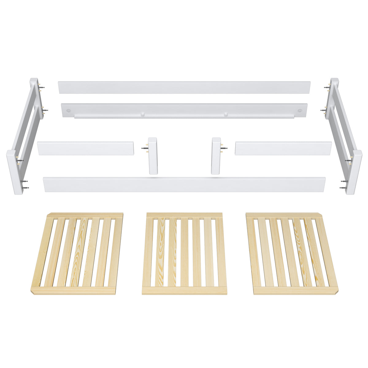 Wooden low bed N01 natural pine