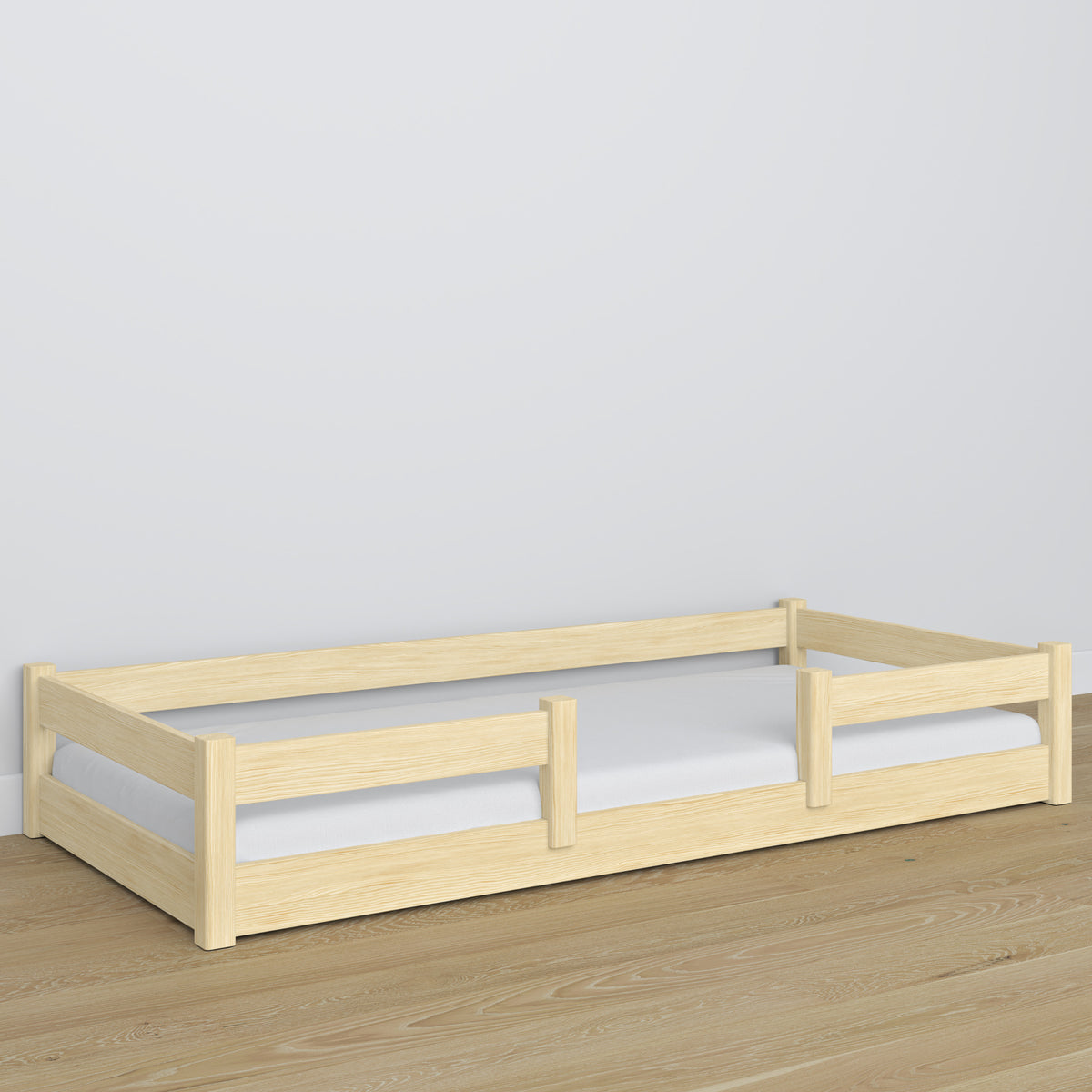 Wooden low bed N01 clear pine